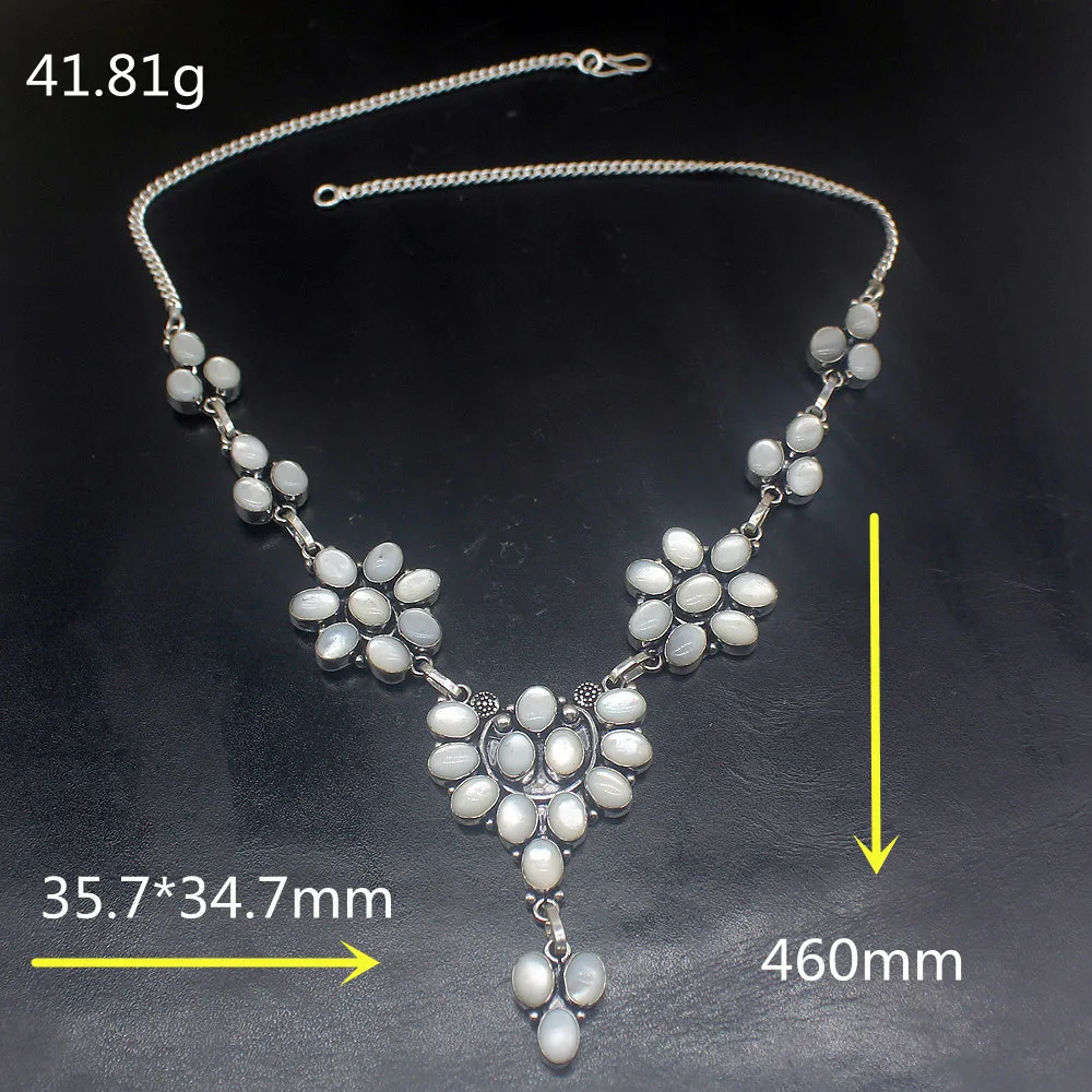 

Gemstonefactory Jewelry Big Promotion 925 Silver Multi Gems Vintage White Jade Ladies Women Chain Necklace 46cm 20213361