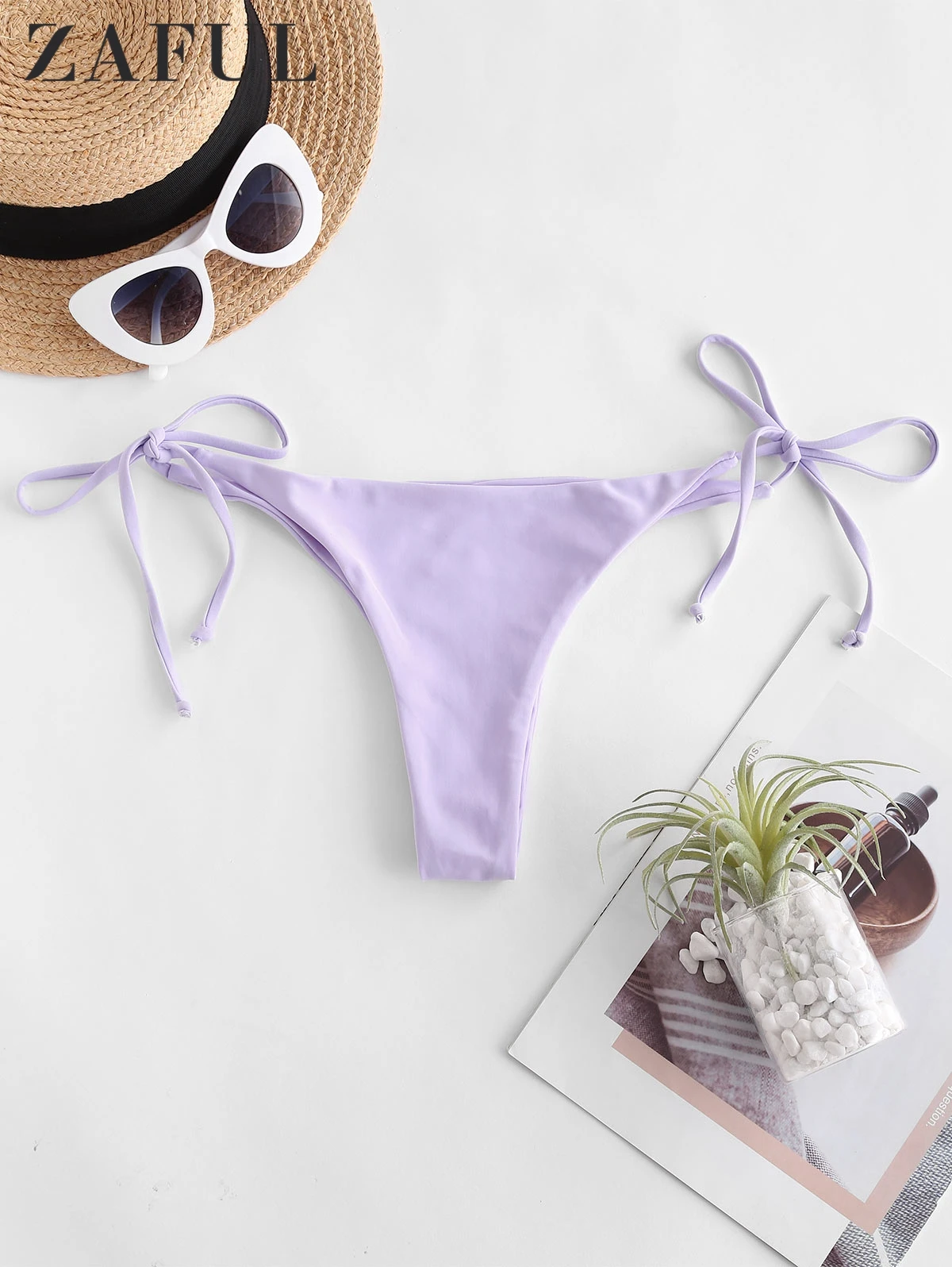 

ZAFUL Cheeky Tie Side Bikini Bottom Women Swimwear Brief Summer Low Waist Bandage Shorts Female Sexy Beach Swimsuit