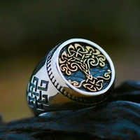 nordic celtics knotwork viking tree of life yggdrasil ring for men vintage stainless steel viking ring amulet jewelry gift