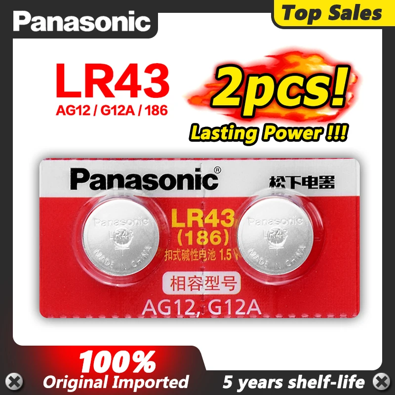 AG12 Батарея 2 шт. LR1144 LR43 Монета Кнопка ячейки 1 5 В щелочные L1142 SG12 386A 386X CR43 RW44 для
