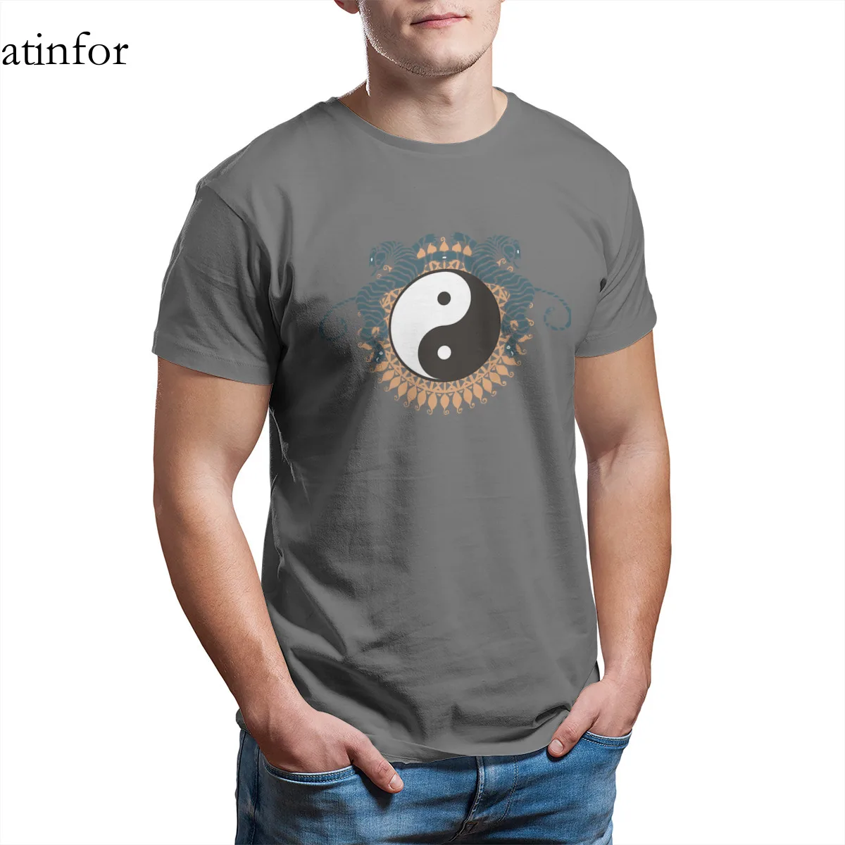 

Тигры Инь Ян Футболка с принтом 100% с текстильной отделкой из хлопка; Черные, оптовая продажа, одежда с коротким рукавом размера плюс одежда ...