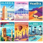 Винтажный постер в скандинавском стиле для путешествий, города, Турция, Дубай, Танзания, ландшафт, фотография стены, Декор для гостиной, дома