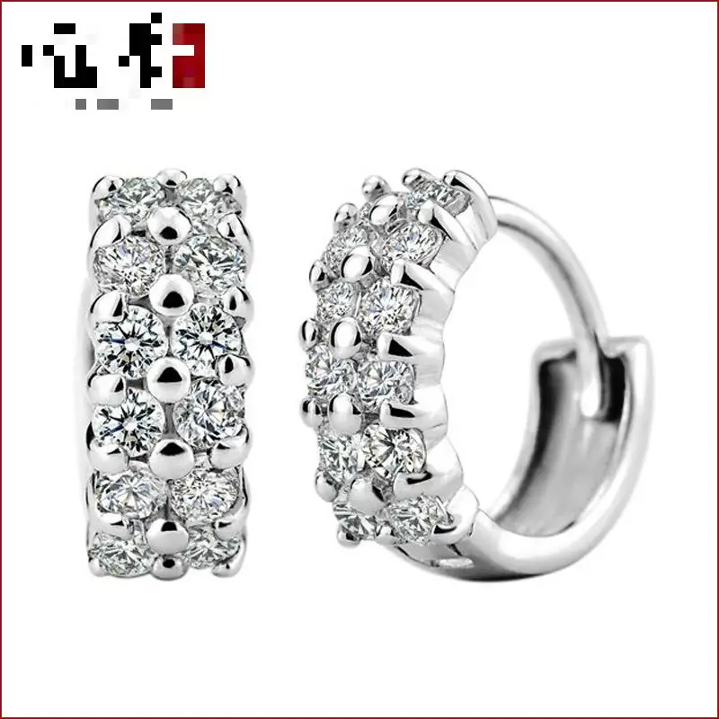 Новые посеребренные блестящие Роскошные циркониевые серьги в два ряда женская