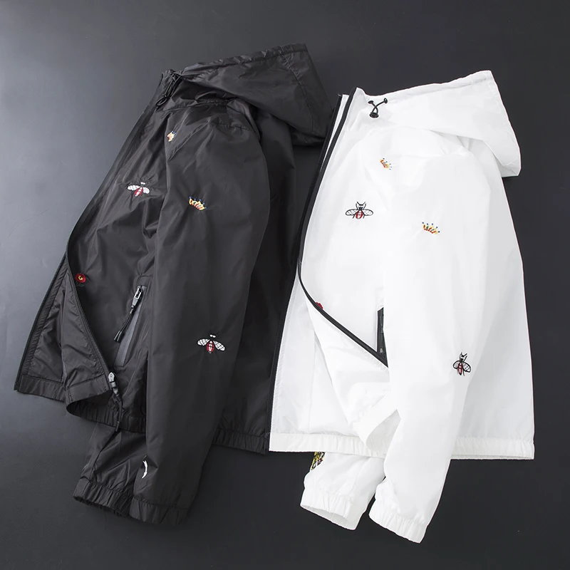 

Great Designer Hooded Men's Jacket Bee Snake Animal Design Excellent Quality Mens Casual Jacket Outerwear Coat 2106