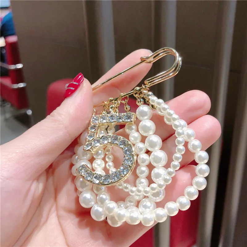 Античная жемчужная брошь с кисточкой Женская уникальная цепочка кристальная