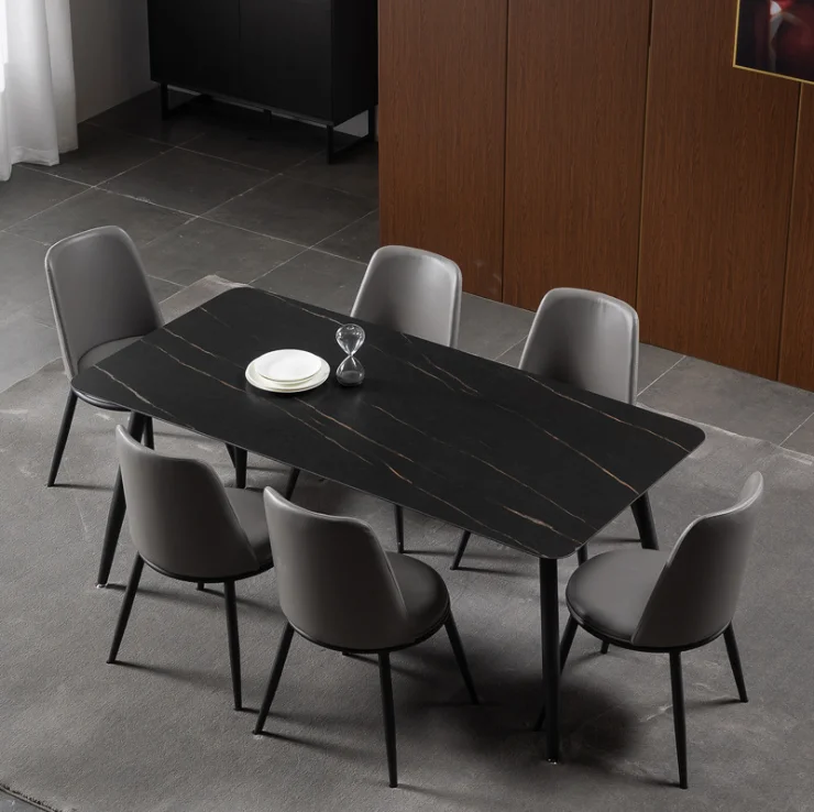 Итальянский минималистичный обеденный стол с каменной плитой современные 6