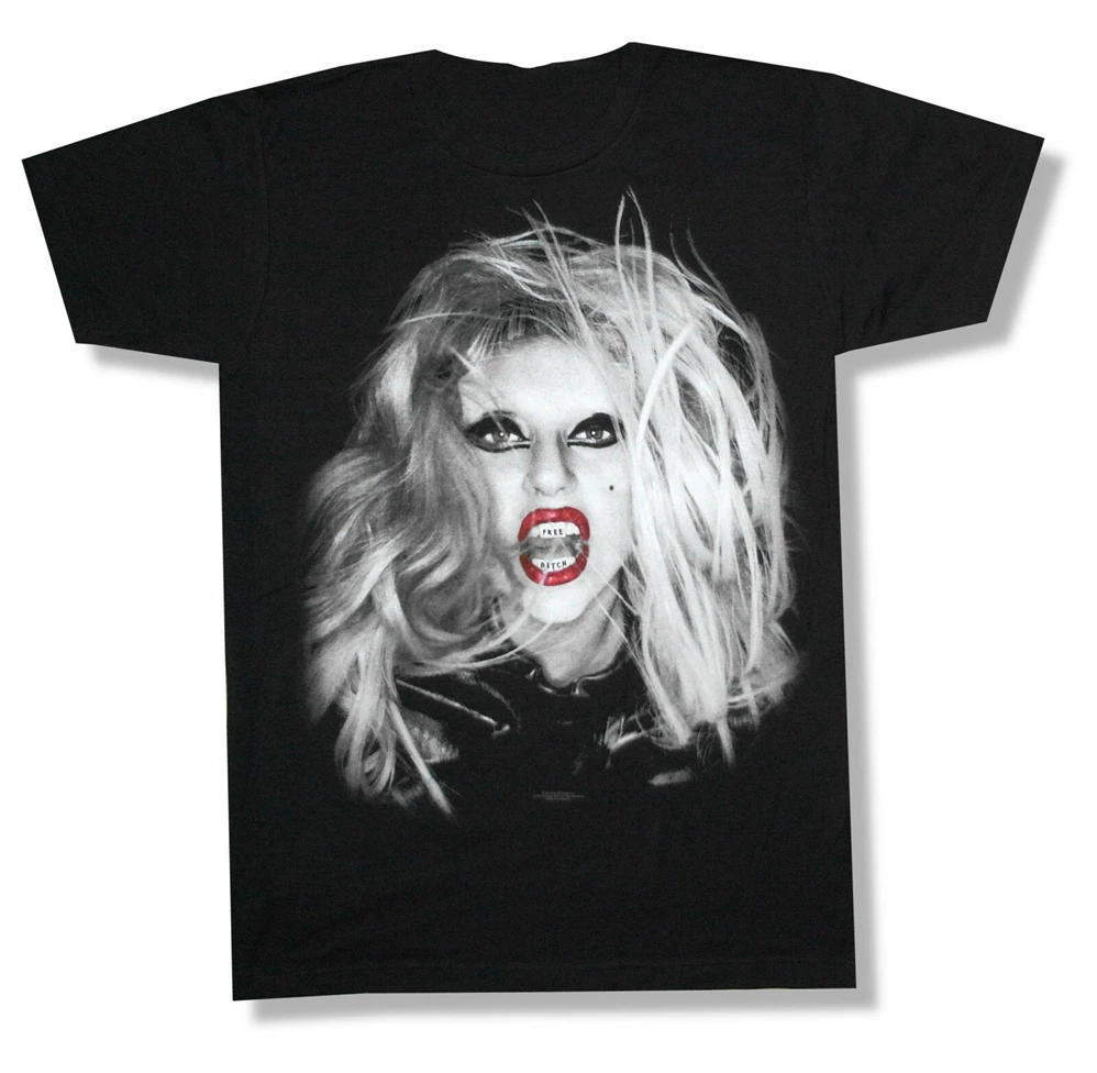 Женская Черная футболка с зубами Gaga новая Merch 2013 отмененная на улице|Мужские