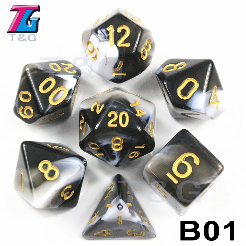 7 шт./компл. многогранные TRPG игры для подземелий драконов непрозрачные D4-D20 многогранные кости Поп для настольной игры