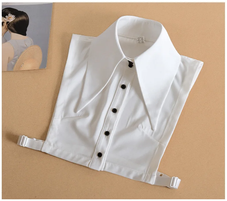 

Big Lapel Vintage White Fake Collar Women Detachable Collar False Collar Woman Female Removable Dickie Half Shirt Women Faux Col