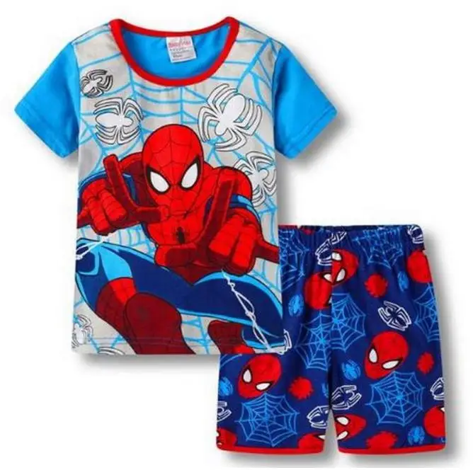 Горловину новой детская хлопковая пижама для мальчика комплект одежды с удобным