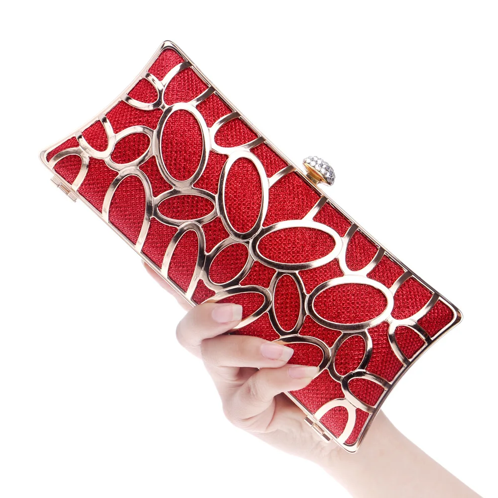 

Hot style hollow-out metal dinner bag female European and American banquet bag evening dress handbag