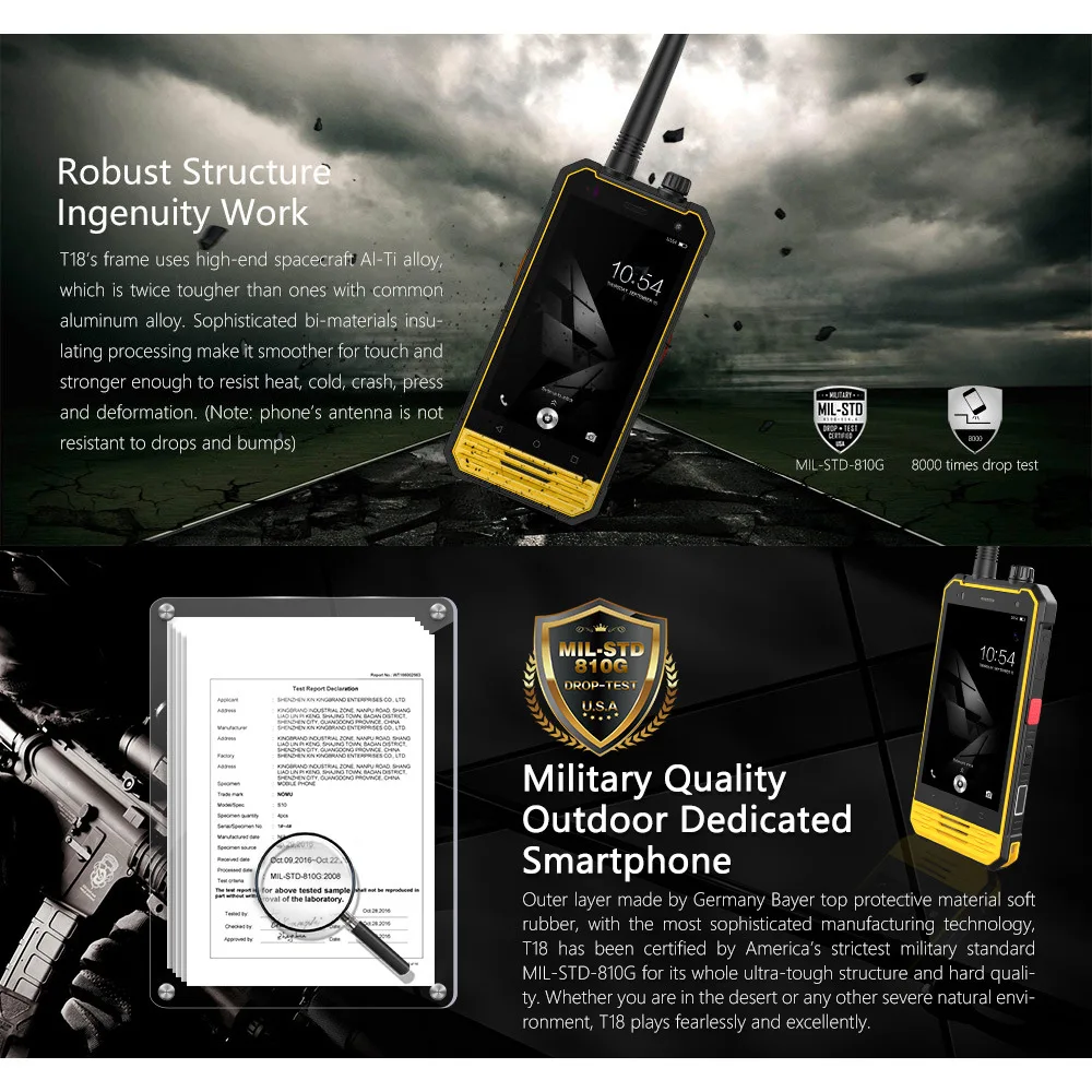 Nomu T18 IP68 портативная рация Водонепроницаемый 4G LTE мобильный телефон 4," MTK6737T четырехъядерный Android 7,0 3 ГБ+ 32 ГБ 5200 мАч NFC Смартфон