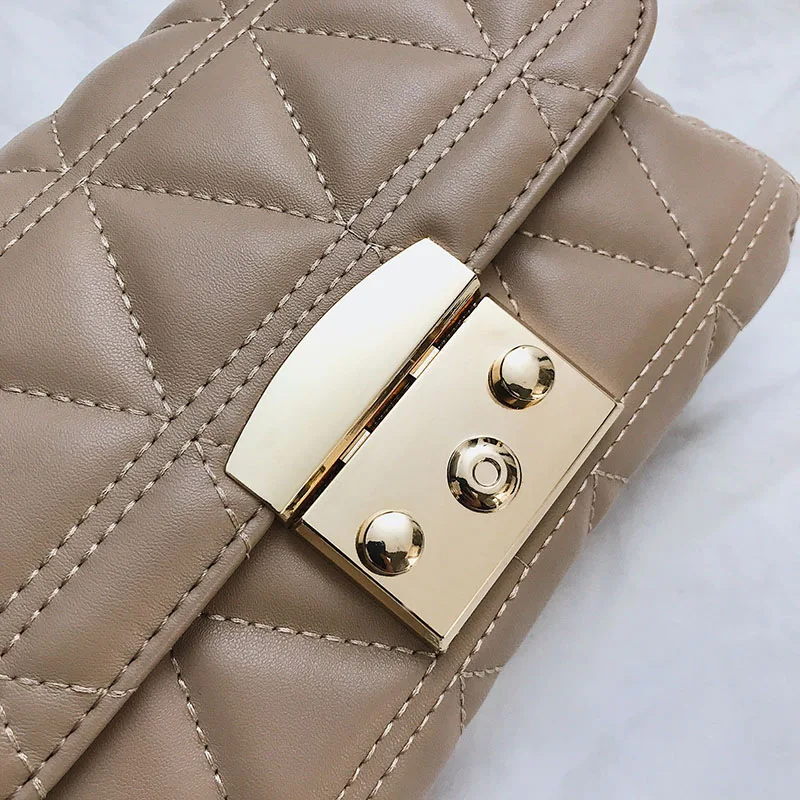 

Fashion Leather Sewing Thread Flap Ladies Crossbody Bags Geometric Small Shoulder Pouch Daily Women Satchels Shoulder Bags