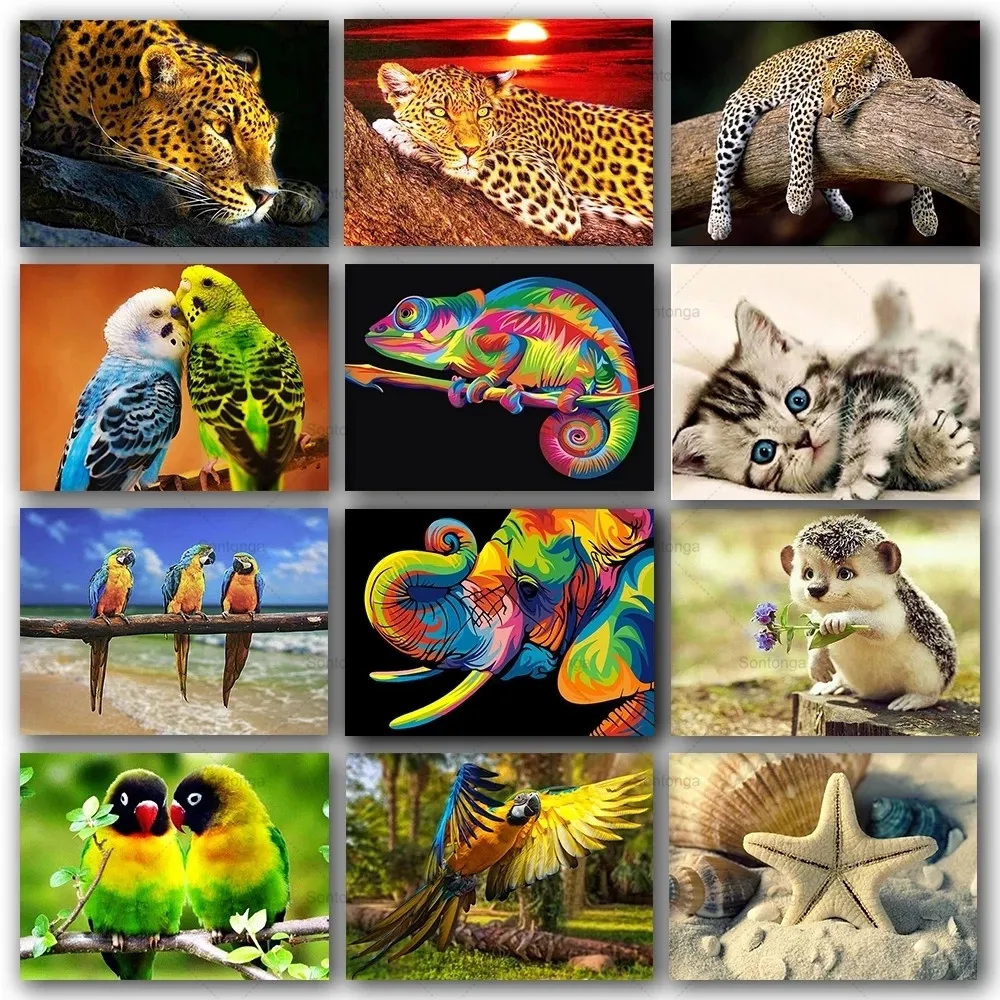 

5D Diy Diamond Painting Animal Set Full Round Diamond Embroidery Mosaic Art Painting Handmade Gift Wall Art Hanging Pictures