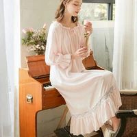 womens vintage palace sweet nightgowns vintage nightdress ruffles lolita women nightwear sleepwear pink negligee