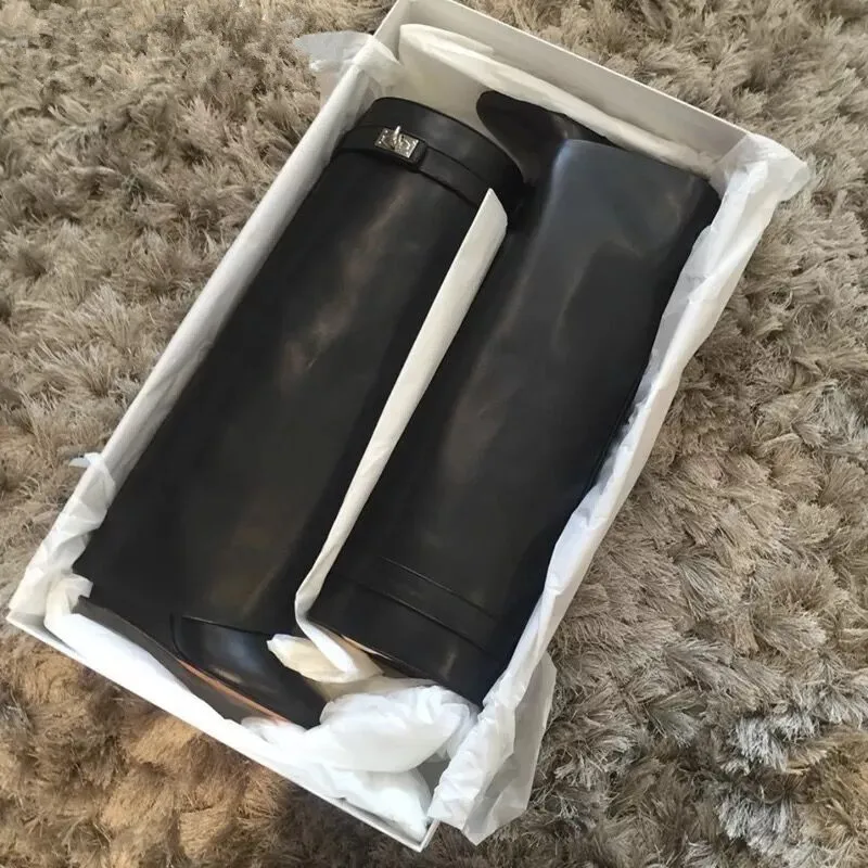 Женские высокие сапоги до колена с острым носком из натуральной кожи | Обувь