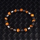 Цилиндрический гематитовый браслет с подвесками для мужчин и женщин, браслеты из тигрового глаза и гематита с натуральными энергетическими камнями, ювелирные изделия, аксессуары