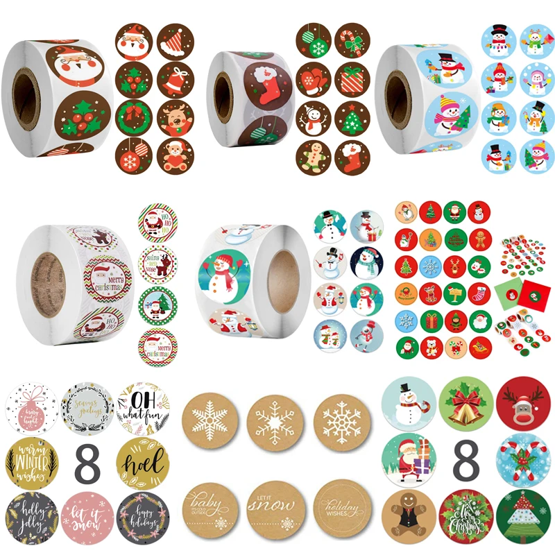 

500 шт. рождественские наклейки, Рождественская елка, лось, пакет конфет, герметичная наклейка, ярлыки, товары для украшения вечерние