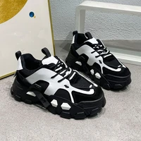 womens chunky sneakers 2022 spring new small white shoes wesh retro korean style casual sports thick sole ladies platform shoes