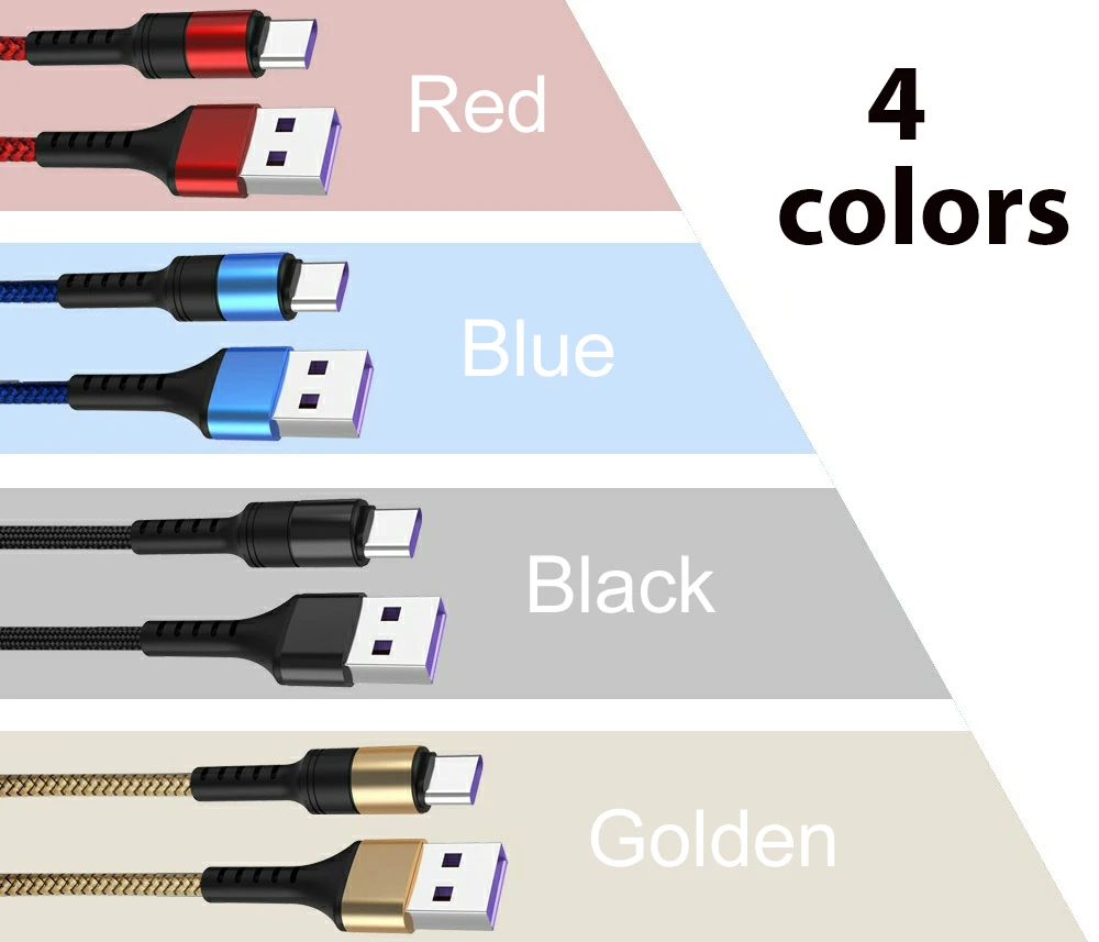 

Type-C Fast Charging Cable Data Transmission USB-C Cable 5A High Current Quick Charger Line for Xiaomi Mi8 Huawei Mate 9 Pro