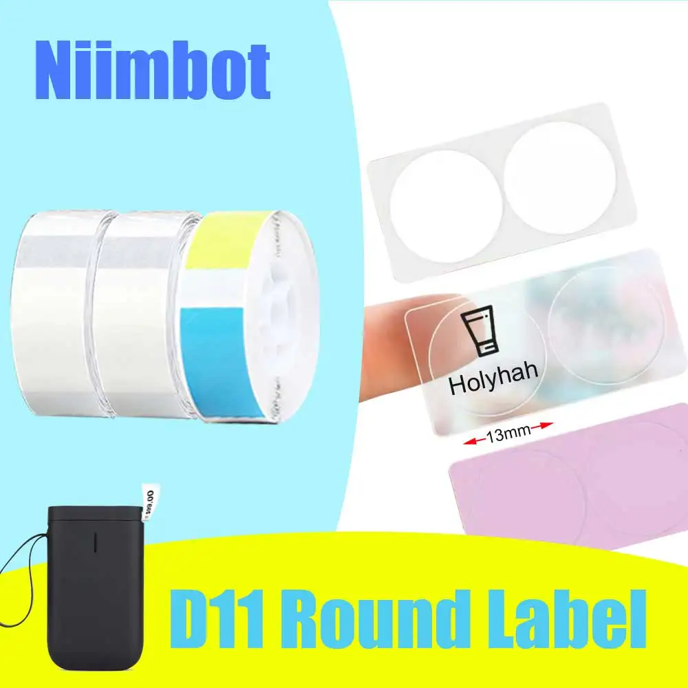Niimbot D11 Round Thermal Label Paper Sticker White Color Transparent Waterproof Anti-Oil Price Tag Barcode Cap Clarification