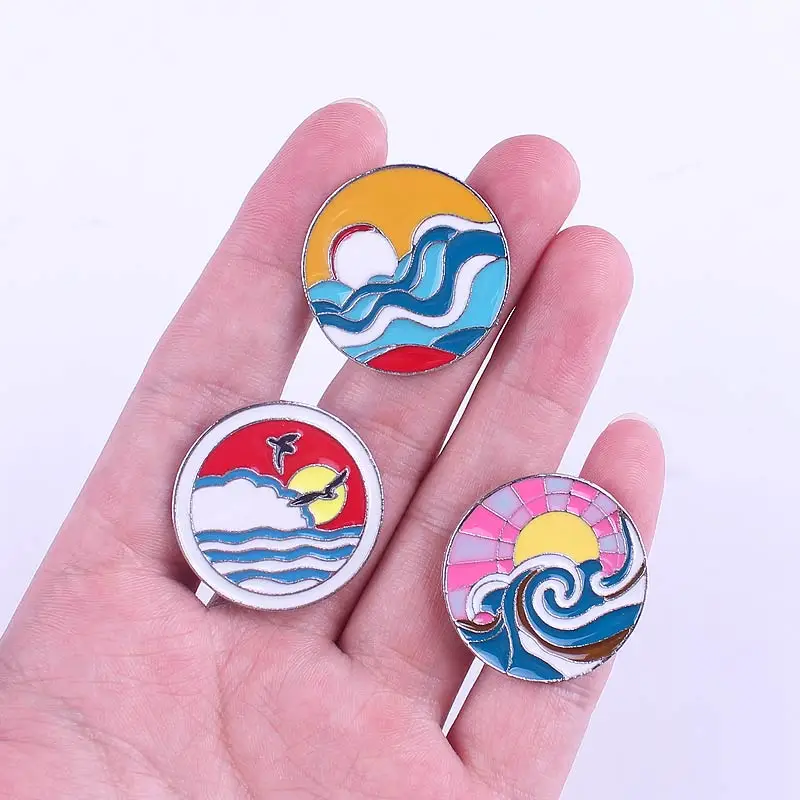 Значки волны океана на одежде отворот штырь джинсовые куртки броши Воротник