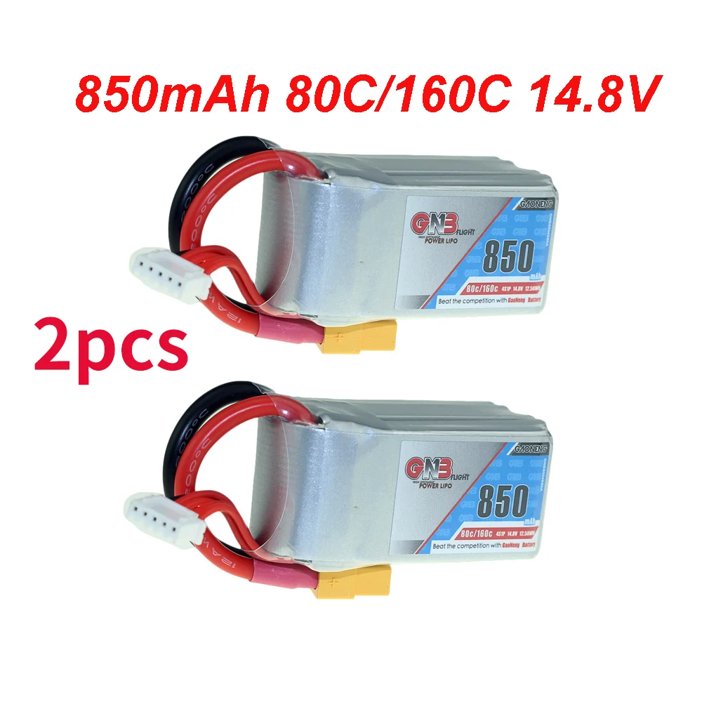 2PCS 4S 850mAh XT30 Gaoneng GNB 11,1 V 3S 550mAh 850mah 80/160C Lipo аккумулятор Перезаряжаемый XT30 разъем для lizzard95 FPV RC Квадрокоптер - Цвет: 2PCS 4S 850mAh XT30