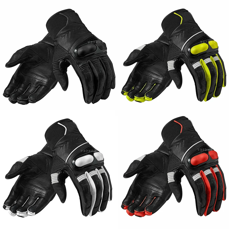 

NEW For Revit Hyperion Short Leather Motorcycle Gloves Neon Black Racing Gloves Genuine Leather Motorbike Gloves