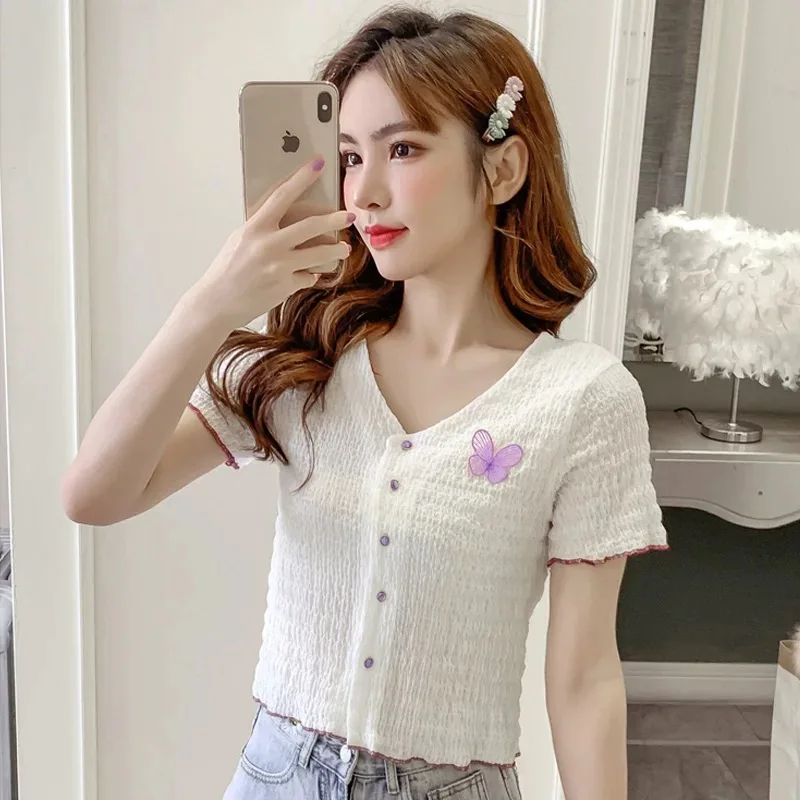 

Women lvory Cotton Fashion Cotton Ladies Tee Shirt Short Sleeve Tops Tee Shirt