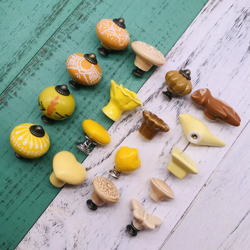 1 шт. керамическая ручка в виде цветов сердца тыквы|Ручки шкафа| |