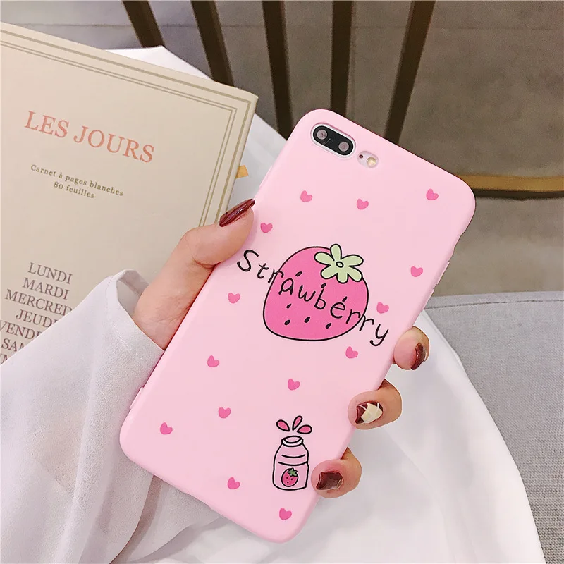 Милые чехлы с рисунком клубники и молока для iphone 11 Pro max X XR XS Max чехол 6 6s 7 8 plus мягкий