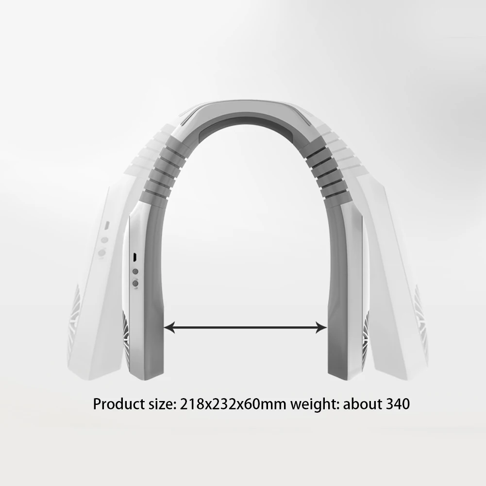 

3 Gears Hands-free Hanging Neck Fan Headphone Design Cooler Wearable Dual Fan Adjustable Hanging Neck Personal Mini Fan
