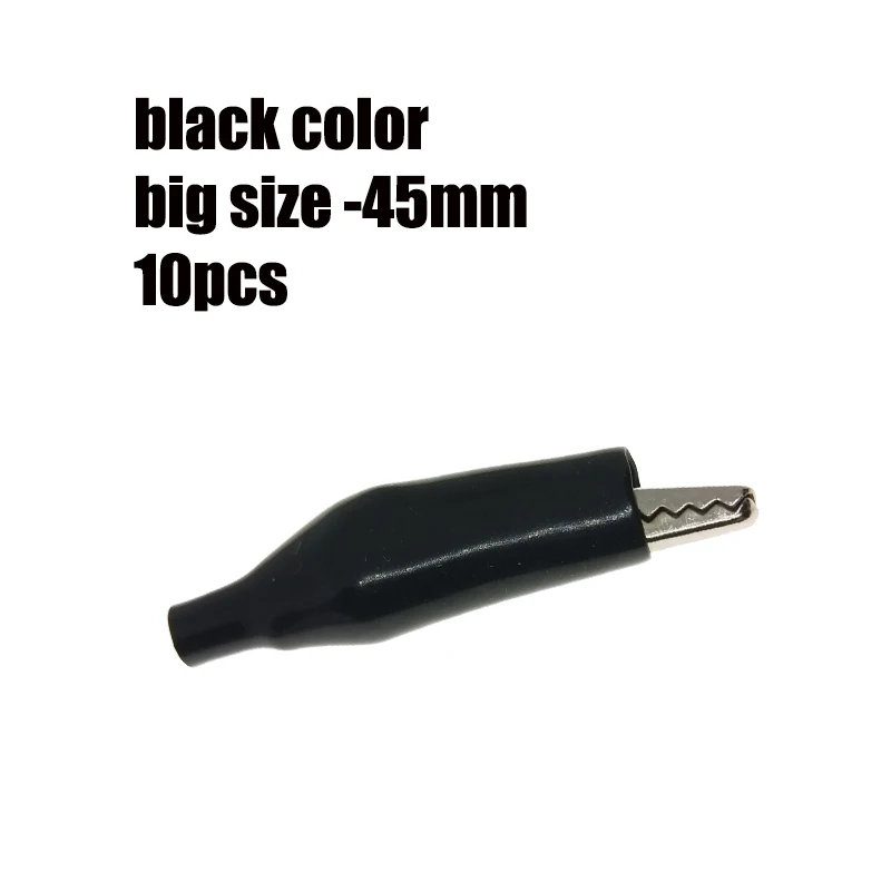 10pcs-45mm-black 28 мм металлический зажим типа крокодил G98 Электрический зажим типа крокодил 35 мм 45 мм Зонд Пробник красный и черный ремень пластиковый стартер автомобильный аккумулятор - Цвет: 10pcs-45mm-black