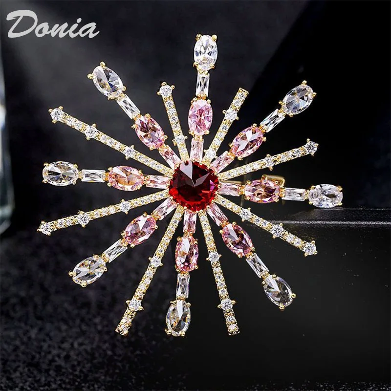 

Donia jewelry Fashion simple snowflake brooch ladies AAA zircon brooch personality temperament silk scarf buckle pin jewelry