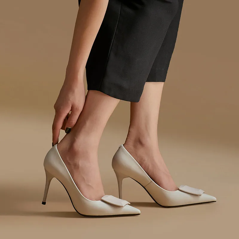 

MORAZORA 2021 Summer High Heels Shoes Women Top Quality Sheepskin Party Wedding Shoes Fashion Elegant Ladies Pumps White Green