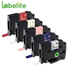 5Pk атласная лента, совместимая с Brother, ленты для этикеток 12 мм для PTD200, PTD450, PTH110, PTH, 710BT, , 