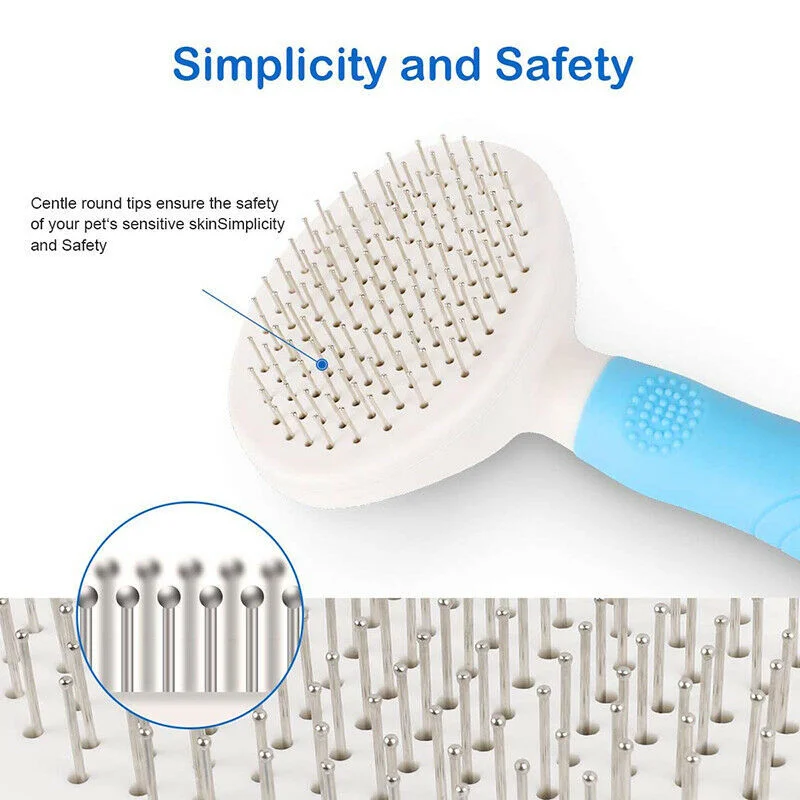 

Pet Comb Automatic Quick Clean Needle Combs with Comfortable Handle Pets Hair Remover Brush for Dogs Cats Pet Grooming Tools