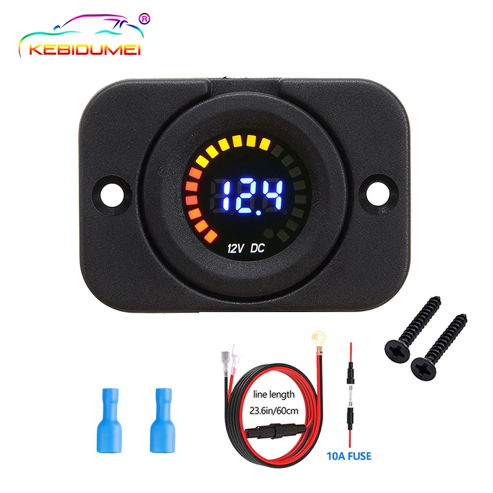 

Автомобильный вольтметр, водонепроницаемый вольтметр с цифровым светодиодным дисплеем, 12 В, для автомобилей, мотоциклов, седанов, внедорожников, грузовиков, лодок, морских домов на колесах