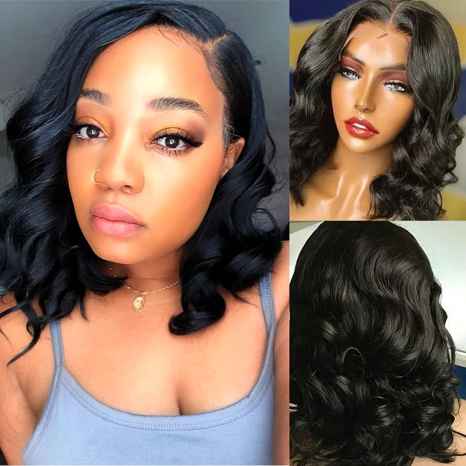 

Short Body Wave Wigs Human Hair Black Short Body Wave 13x4 Lace Front Human Hair Brazilian Remy 4x4 Closure Loose Pre Plucked