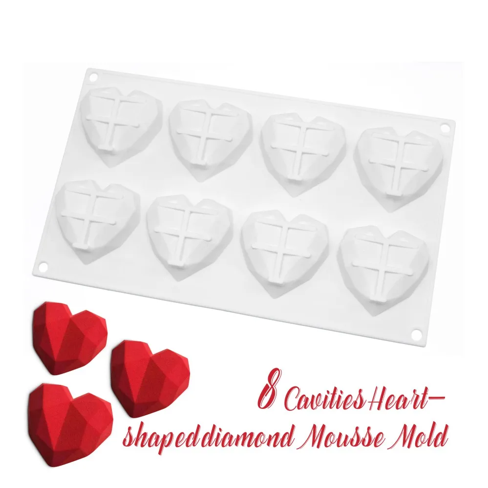 

Diamond Heart Fashion Shape Silicone Mold Lovely Modeling Mousse Mould Homemade Scented Candle Tools Cake Decorating Bakeware