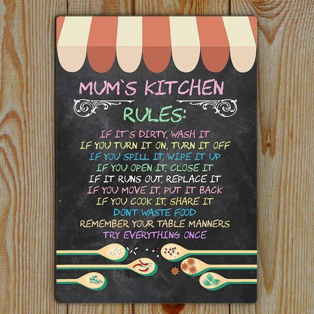 

Vintage Style Metal Tin SignMum's, Kitchen Rules Metal Tin Sign Nostalgic Metal Sign Home Decor for Club Bar Cafe