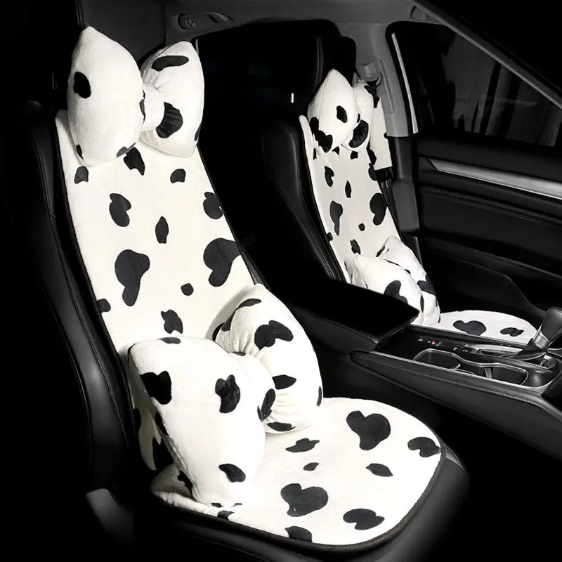 

Car Seat Cushion Winter Lamb Wool Car Warmth Seat Cushion Cute Female Cartoon Three-piece Seat Cushion Car Interior Accessories