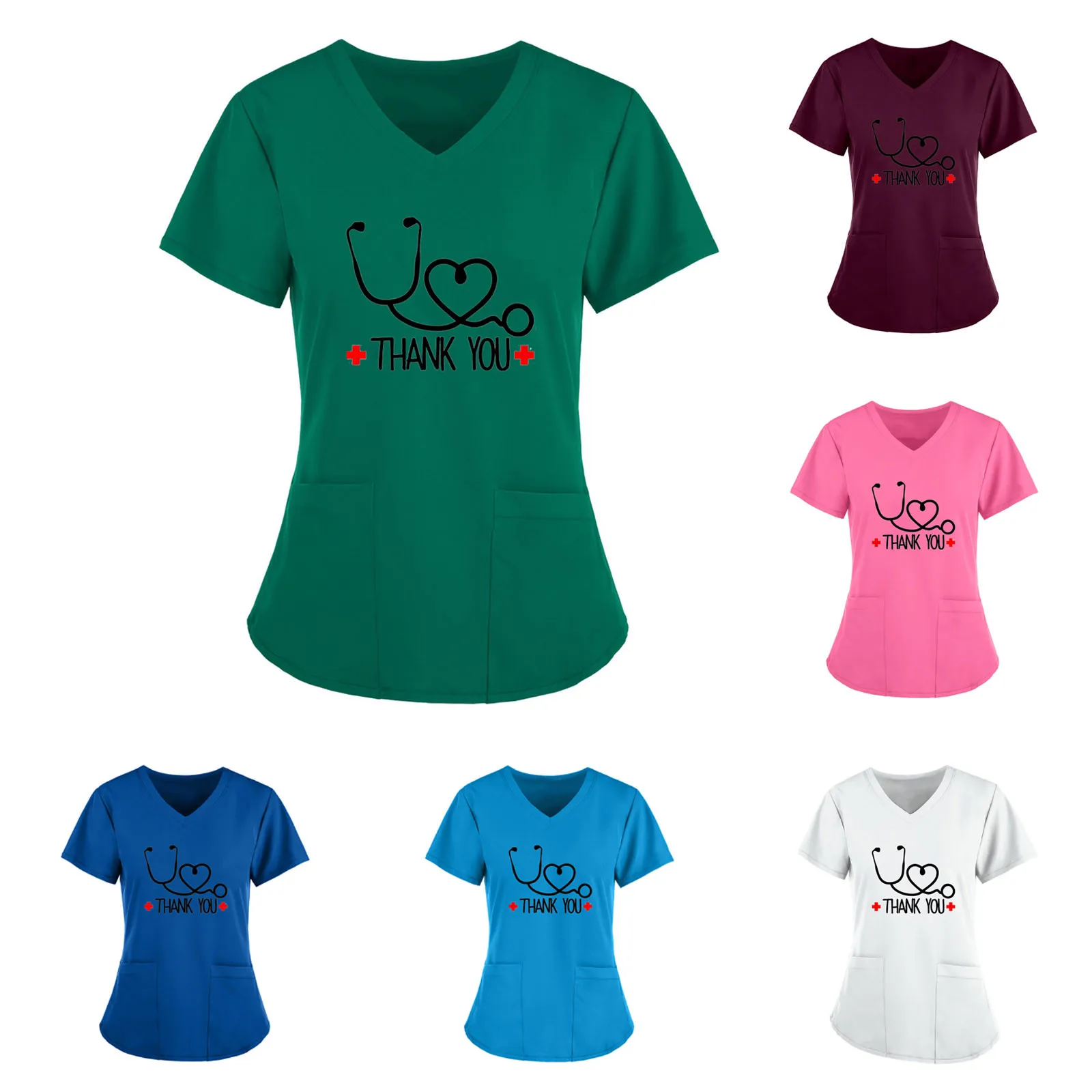 Рабочая одежда для медицинских работников женские топы с коротким рукавом и
