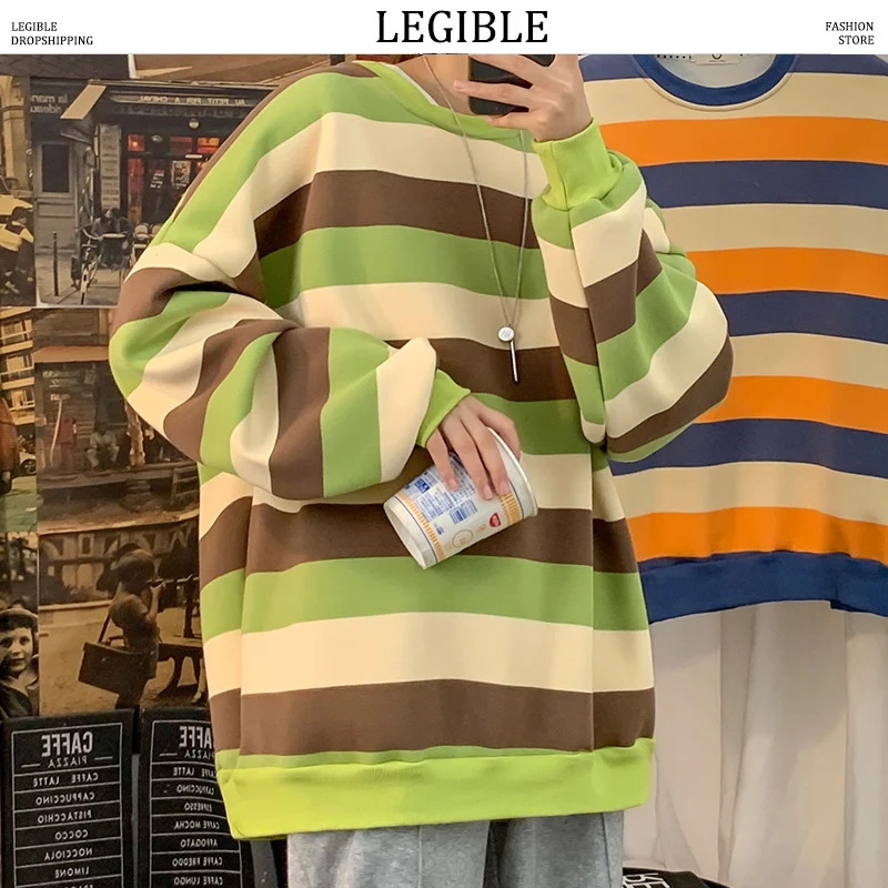 Разборчивые полосатые мужские толстовки осенние модные новые пуловеры