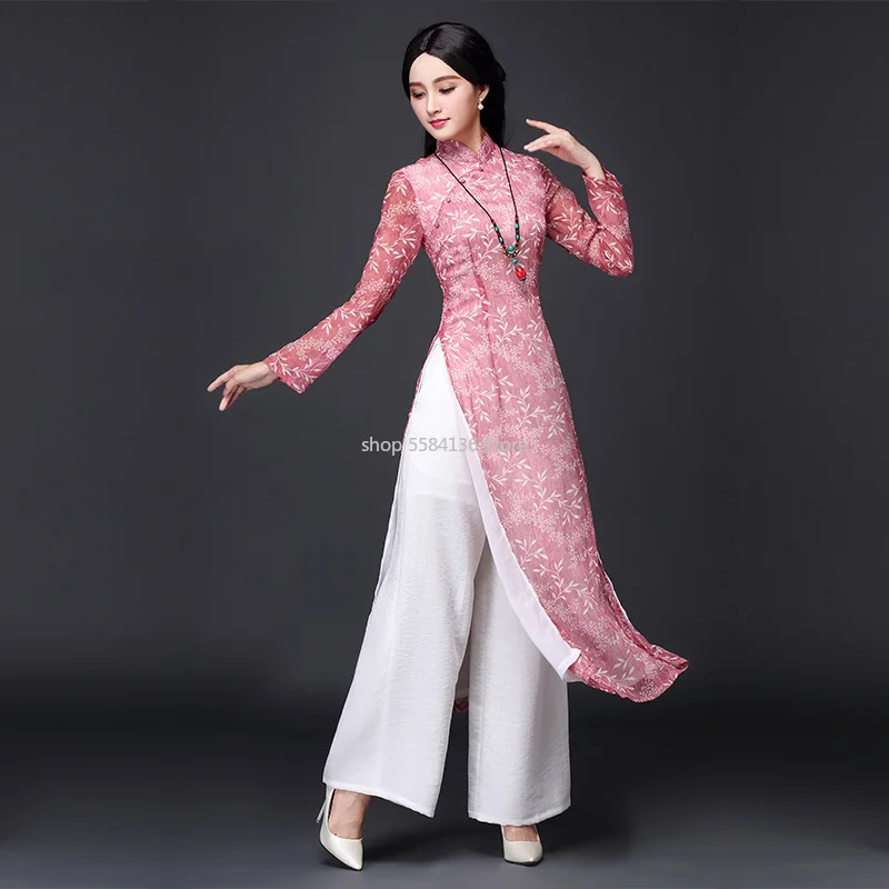 2020 aodai Вьетнам Чонсам qi pao китайское платье для женщин традиционное хлопковое