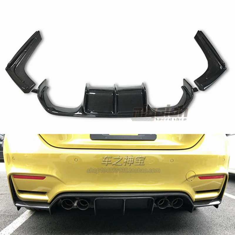 M3 M4 Carbon Fiber Rear Bumper Diffuser Spoiler with Splitter for BMW F80 F82 Coupe F83 Convertible 2012 - 2017 3PCS | Автомобили и
