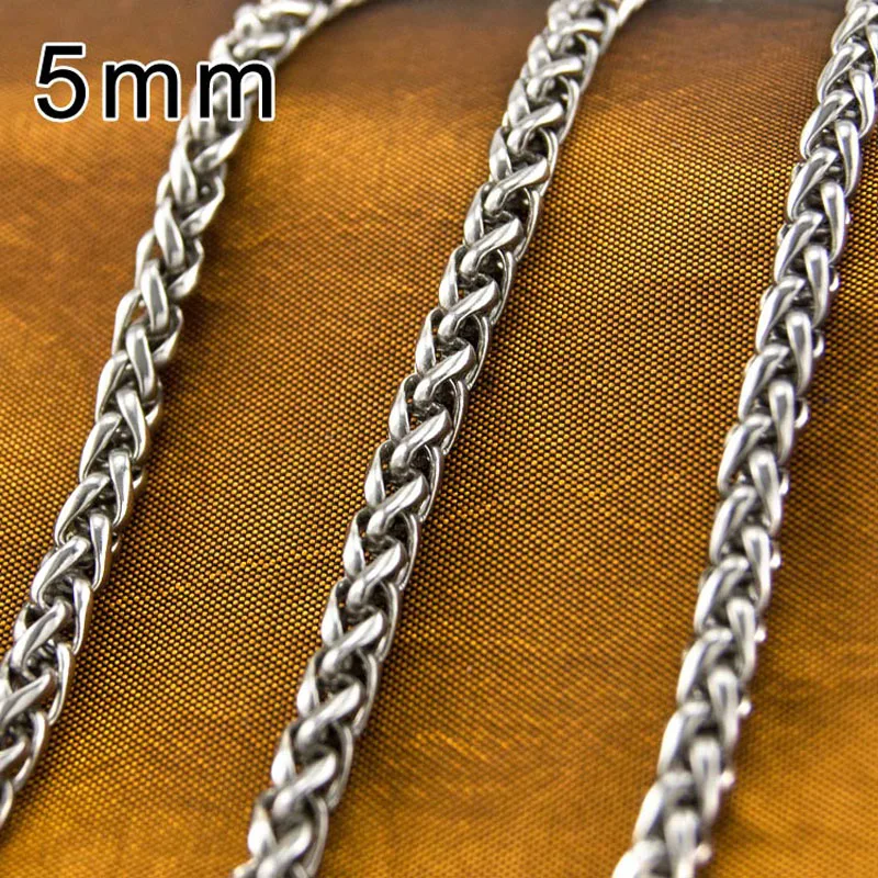 Ожерелья из нержавеющей стали для мужчин длинная цепочка 5 мм пшеничная оплетка