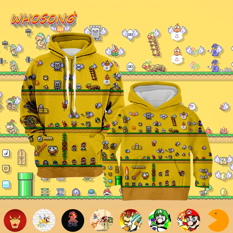 Одежда для мальчиков игра в ролевых игр Супер Марио мультфильм WHOSONG 3D забавные