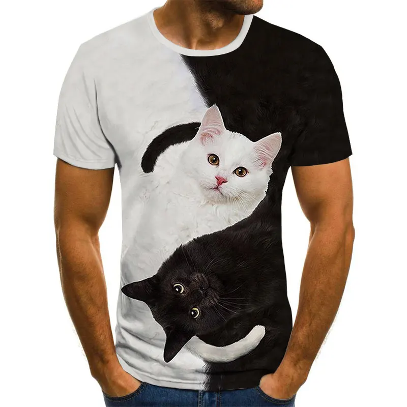 

New 3D printing men/women fashion cool T-shirts, two cats T shirts, summer plus size fashion casual men T-shirt, tops, 3DT shirt