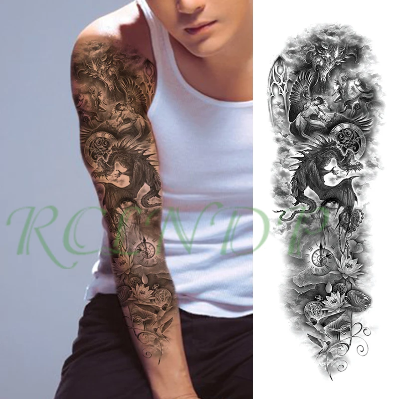 Водостойкая Временная тату-наклейка шлем с орлом маска воин меч крест полная